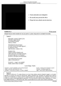 Simularea examenului de Evaluare Națională. Subiectele la proba Limba și Literatură Română. 1 62528440