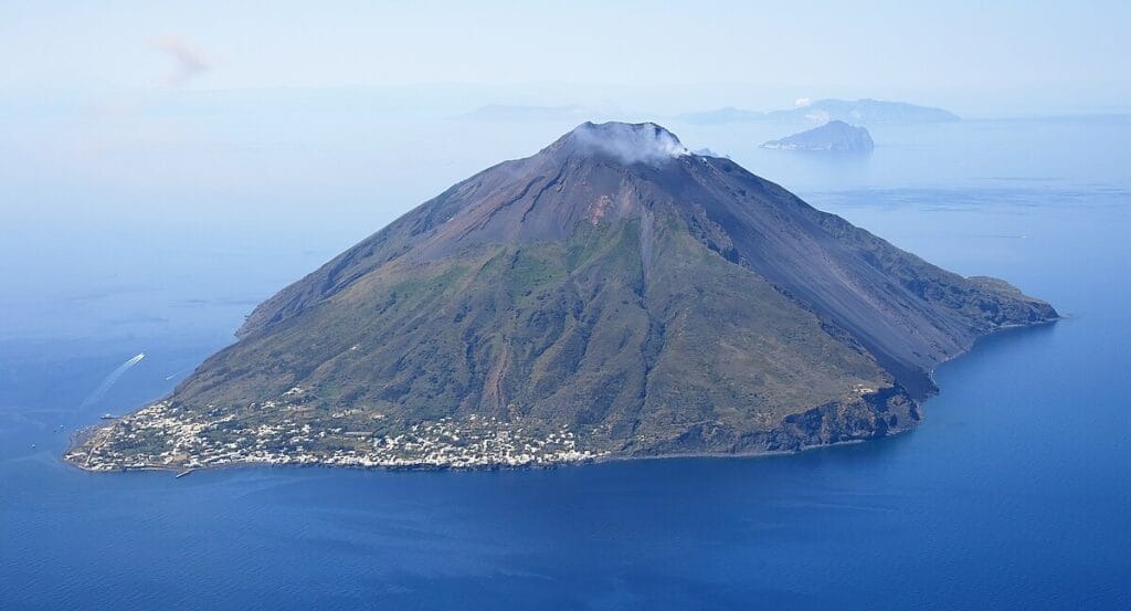 Aerial image of Stromboli view from the northeast