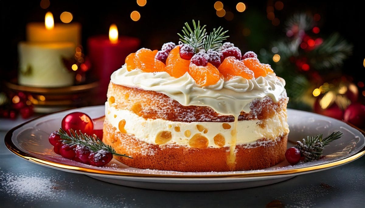 Firefly Cream Cheese and Candied Fruit Cake for Christmas dinner a beautiful image 5519