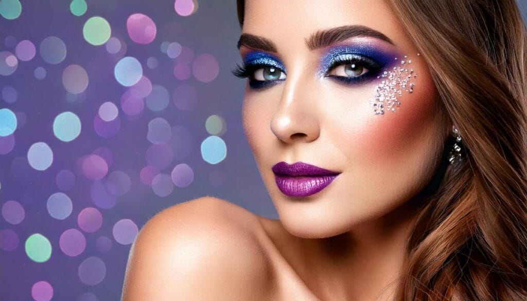 Firefly a beautiful woman with makeup for a party Subtle glitter on the eyelids or cheekbones Shad