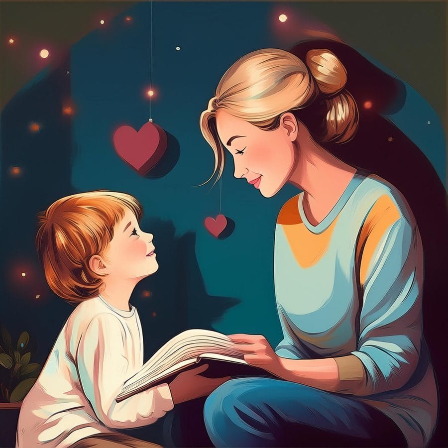 Firefly a child listening a story tell by his mom 41638