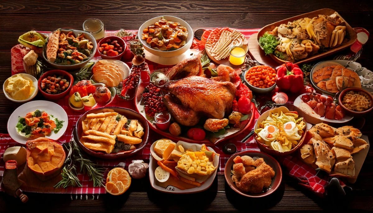 Mesele festive de sărbători: o provocare pentru sănătate 10 Firefly a hearty holiday meal lots of food on the table of all kinds 63683