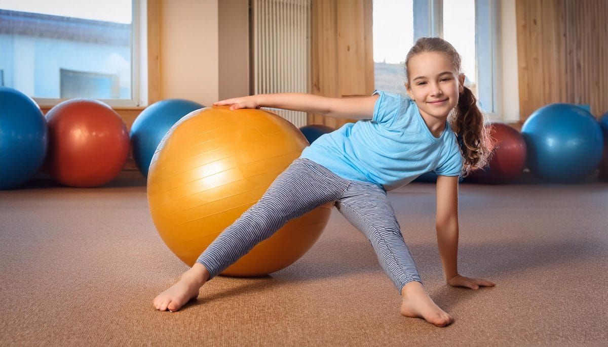 Gimnastica pentru copii - Un început promițător pentru o viață activă 15 Firefly a kid in the training room doing gymnastics with balls child with ball 30856