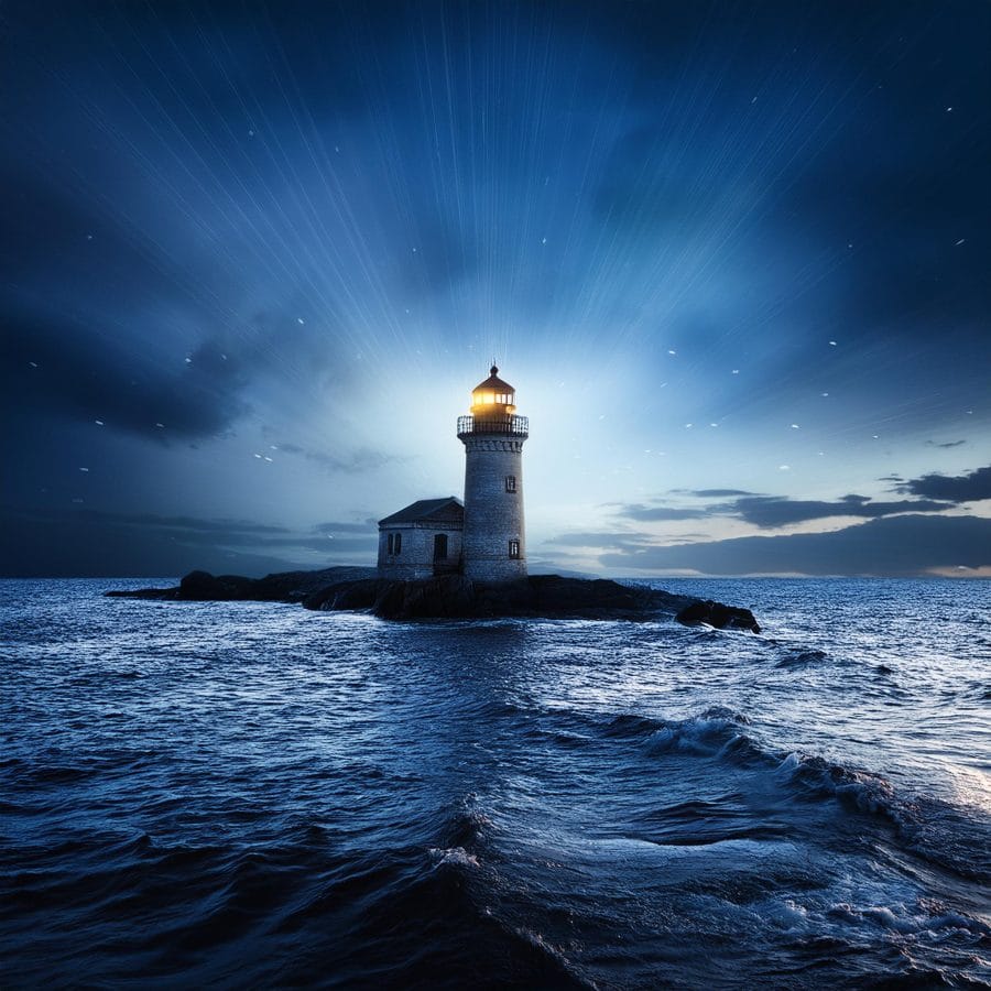 Firefly a lighthouse on the sea in the night 82281
