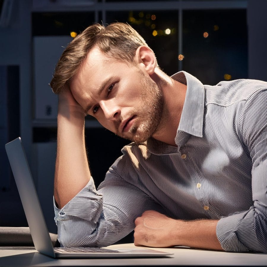 Firefly a man who is tired and sleeping to finish work 11507