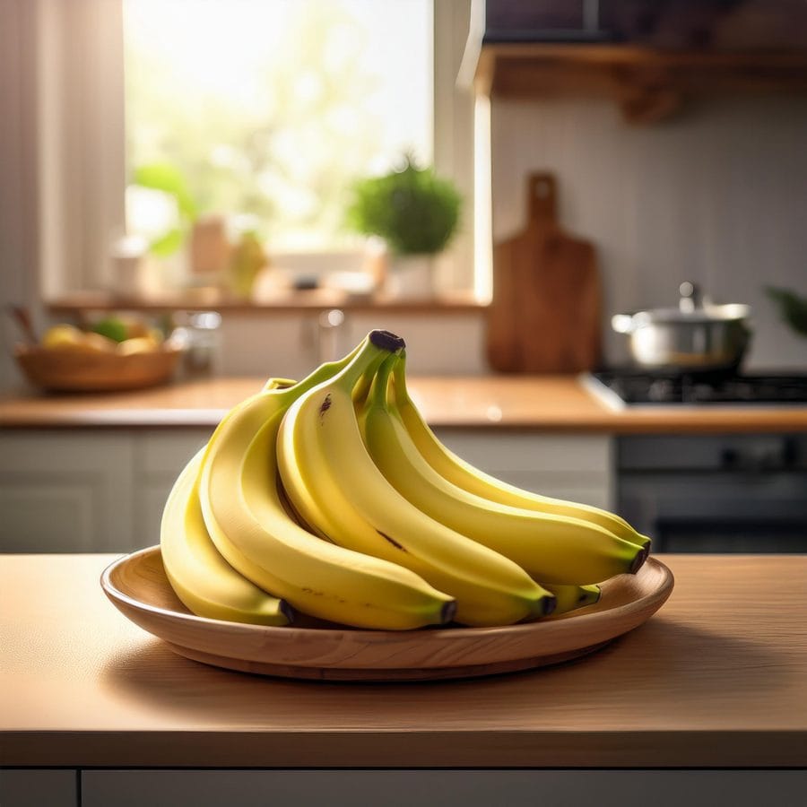 Firefly a nice plate with banans on the table in the kitchen nice culinar concept 53219