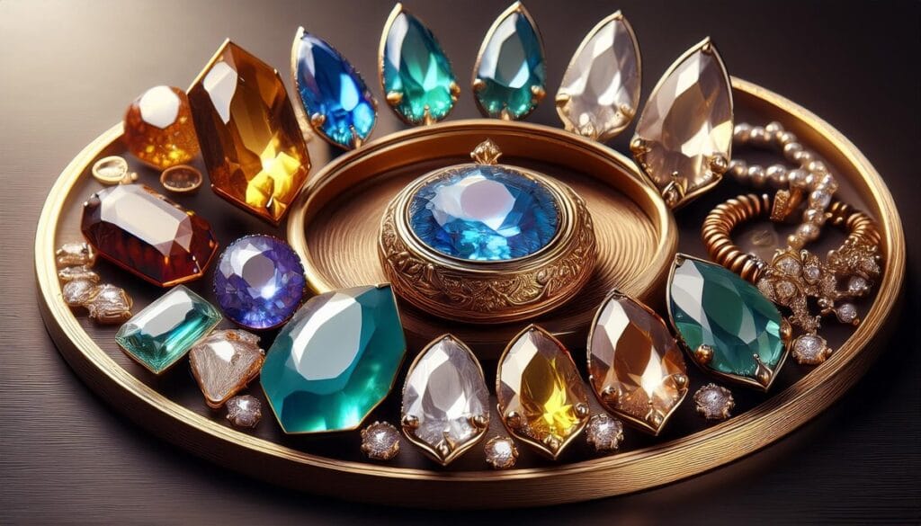 Firefly an image with different gemstones and crystals jewelry and bijouterie 95568