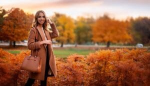 Firefly autumn shot of a young woman with bag 6850