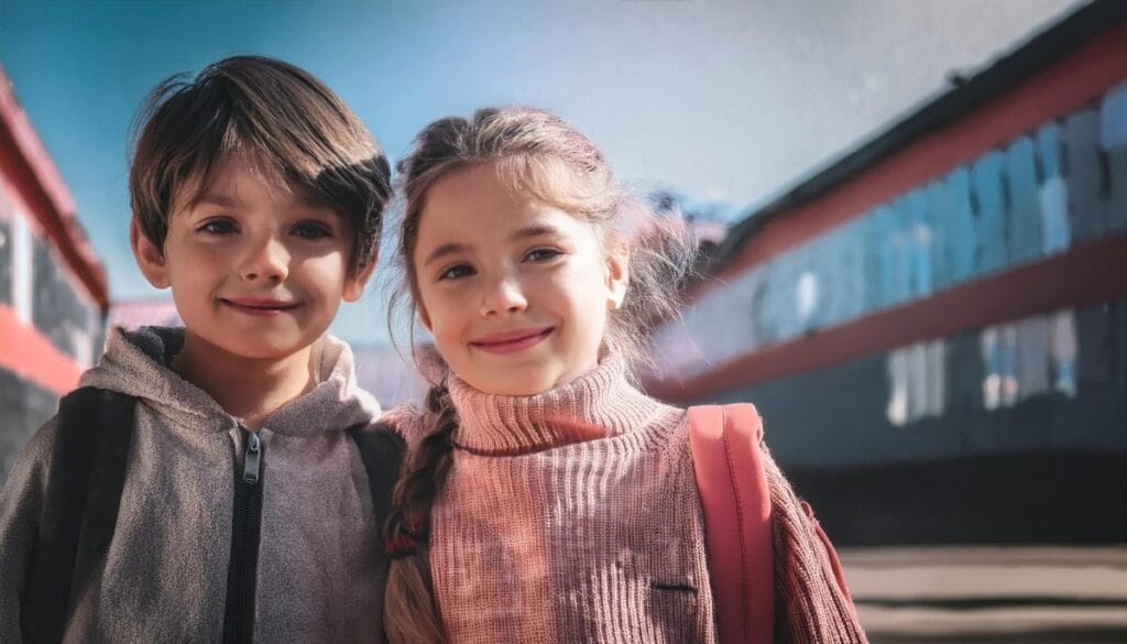 Firefly back to school children in the schoolyard 68390