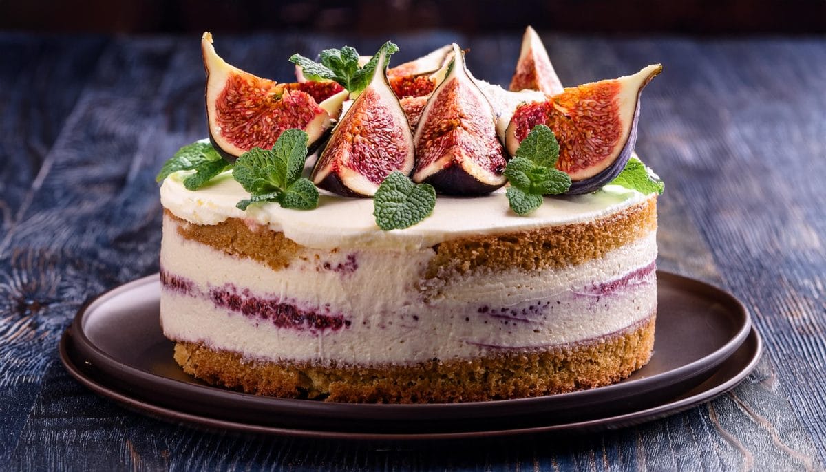 Firefly fig cake with cream cheese and fresh figs and mint 76202