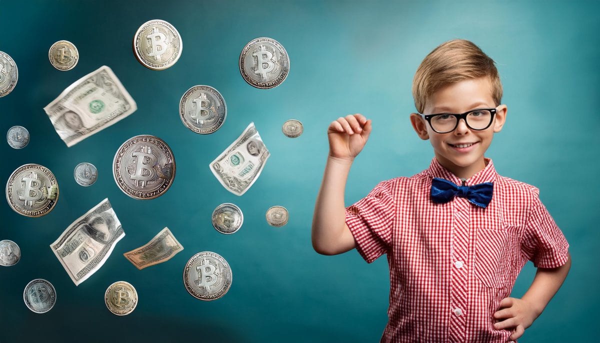 Firefly financial education for kids kid with money in the background 75018