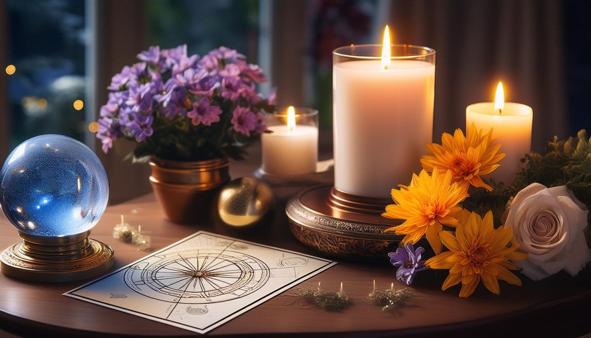 Horoscop 24 octombrie 2025 - Echilibru între rațiune și inimă 1 Firefly horoscope crystal ball and flowers on a table with candles 66885