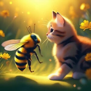 a bee who is a friend of a kitty talking together 83469