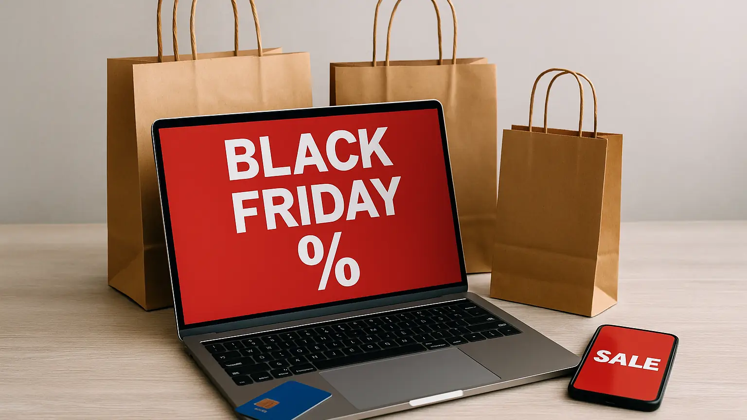 Cumpărături online de Black Friday 2025 în România – imagine ilustrativă cu reduceri și produse
