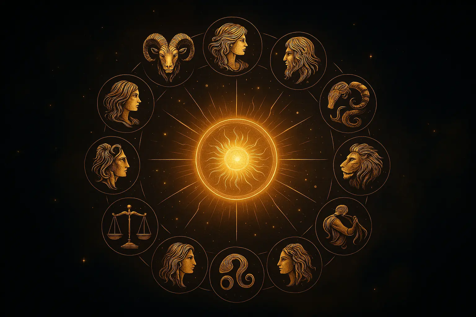 Semnele zodiacului într-o ilustrație astrologică luminoasă – imagine reprezentativă pentru horoscopul zilei de 7 noiembrie 2025