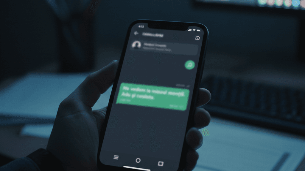 Fraude prin WhatsApp: avertizare DNSC privind mesaje false de curierat 1 Telefon mobil cu aplicația WhatsApp și un mesaj suspect afișat pe ecran