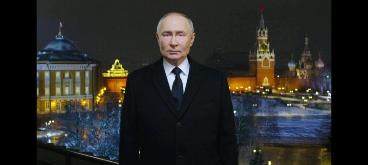 Vladimir Putin în timpul discursului de Anul Nou adresat națiunii