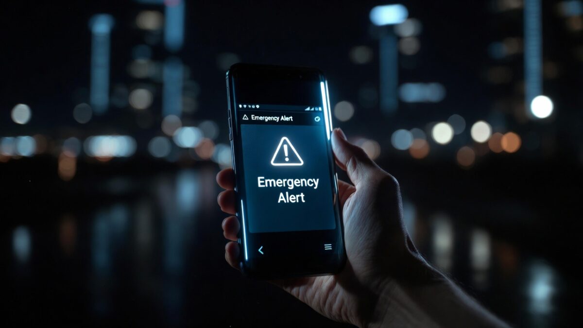 Ecranul unui smartphone care afișează o notificare de alertă de urgență RO-ALERT