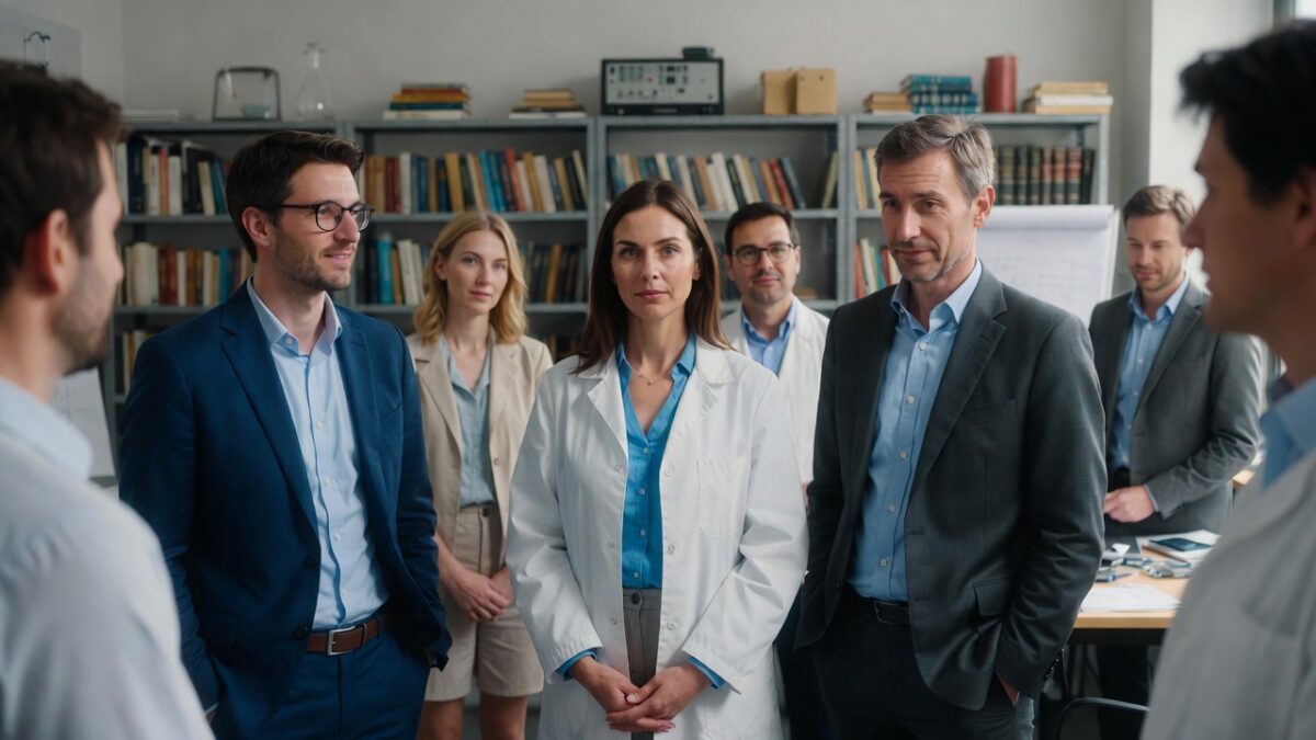 Persoane cu titlu de doctor la birou, ilustrând activitatea profesională din administrație