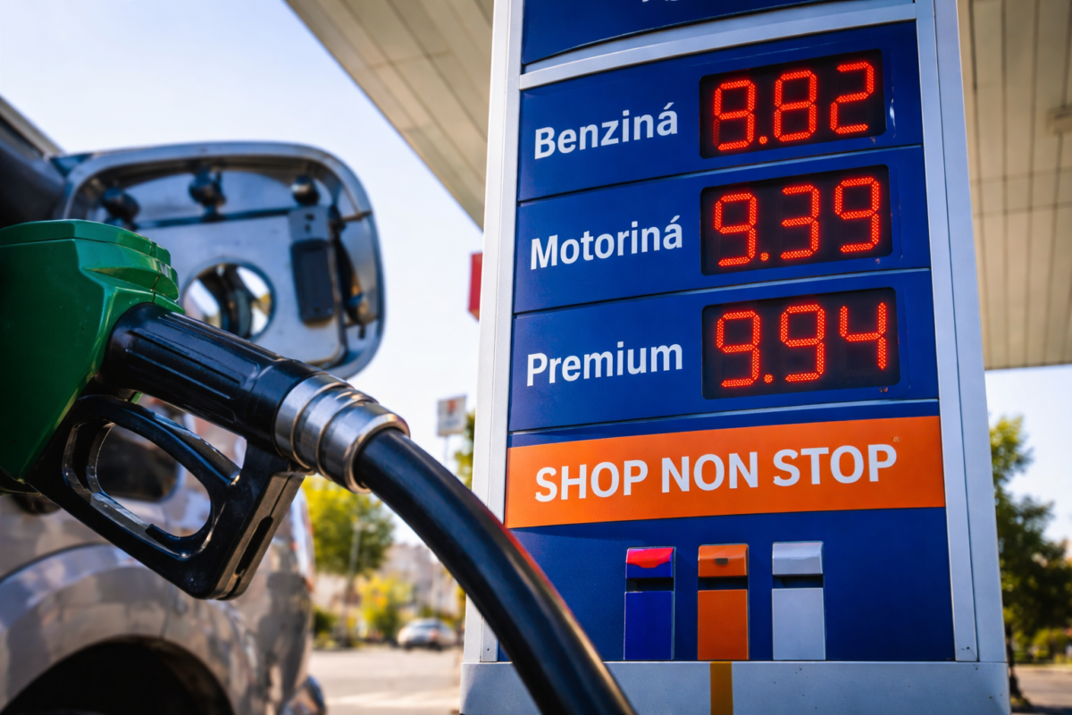 pompă de carburant cu prețuri ridicate afișate