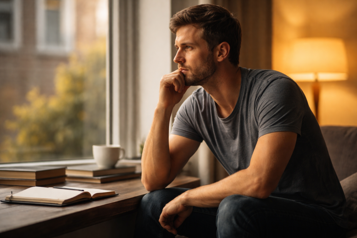 persoană reflectând asupra alegerilor și direcției în viață